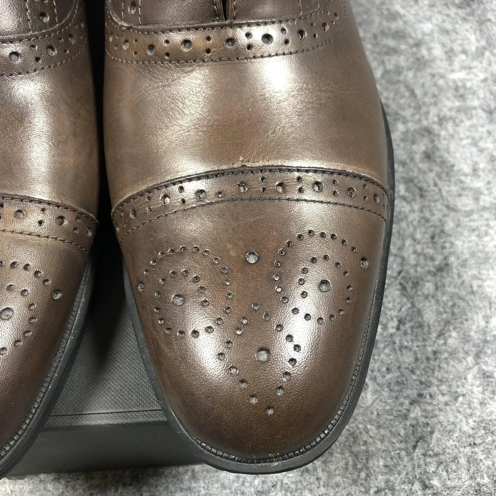 Kenneth Cole Reaction Shoes Mens Size 10.5 Brown Leather Cap Toe Oxford Dress